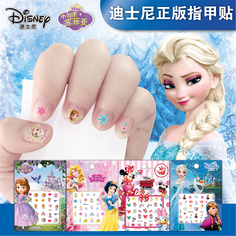 3D Glow-in-the-Dark Princess Frozen Cartoon Nail Stickers Children&rsquo;s Stickers Girls Cute Nail Art Decals